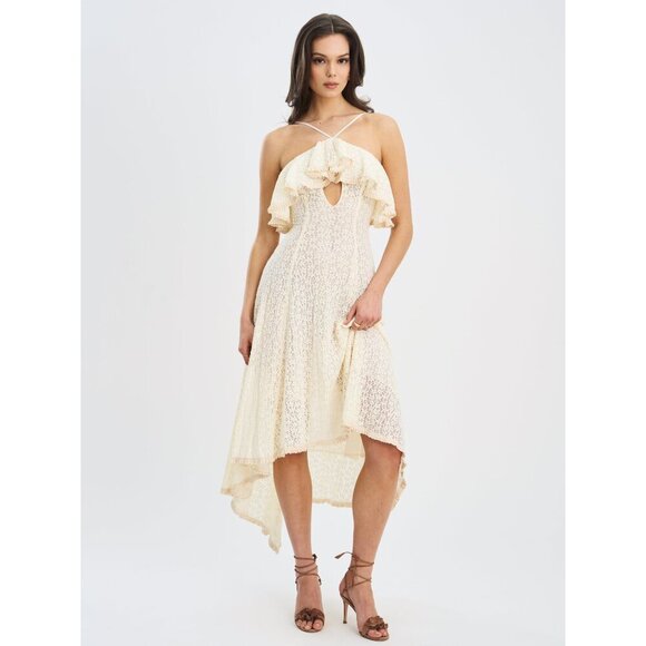 Idra Lace  Halter Crochet Midi Dress - Picture 3 of 16